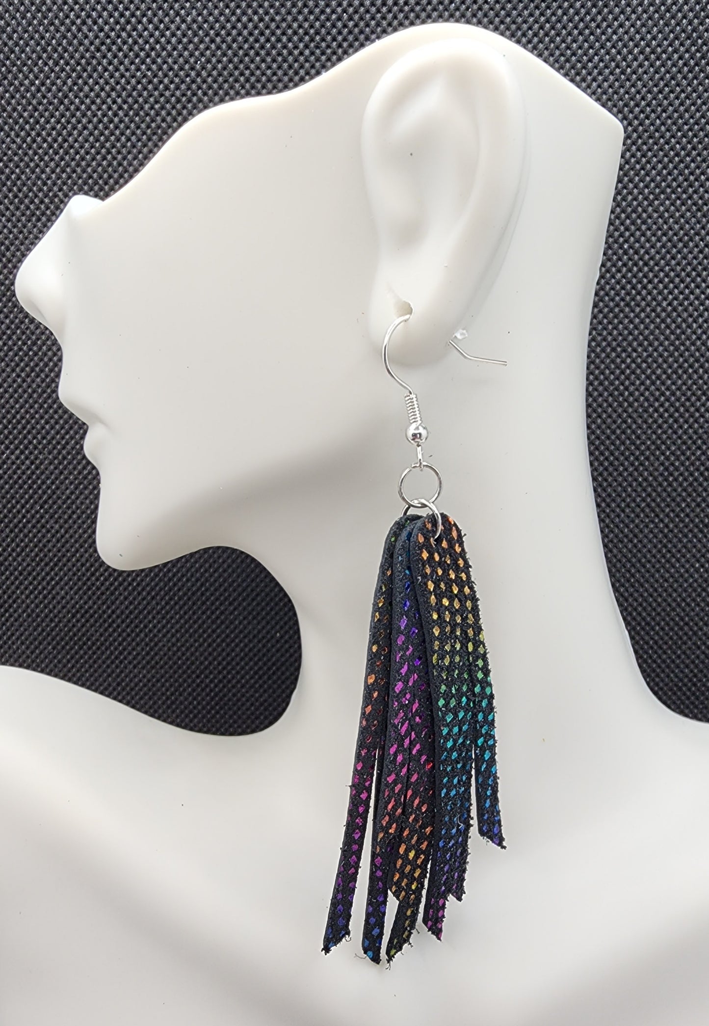 Holographic Rainbow Stacked Fringe Earring