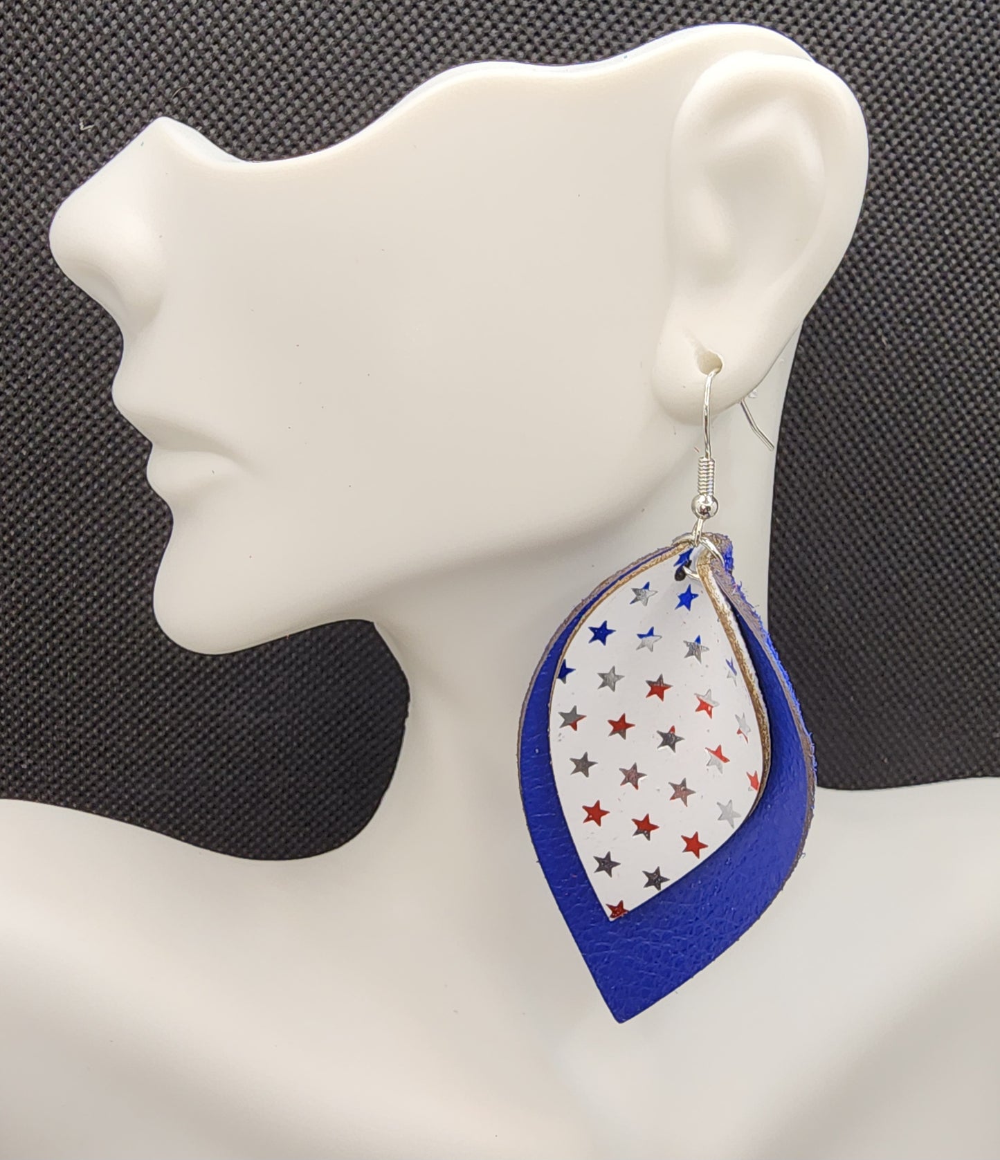 Red White and Blue Patriotic Leather Earrings