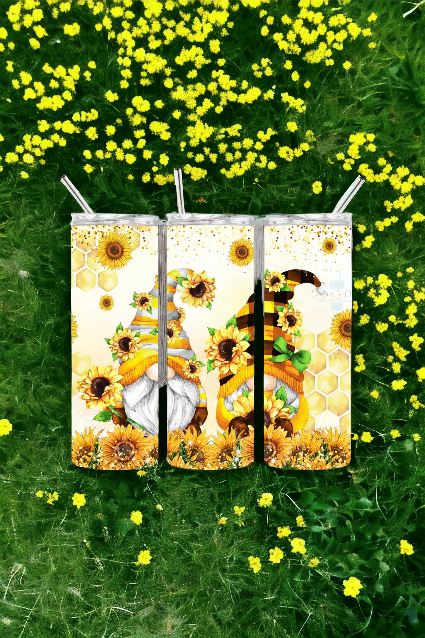 Sunflower Gnomes Skinny Tumbler 20oz