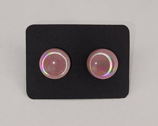 Pink Button Stud Earrings