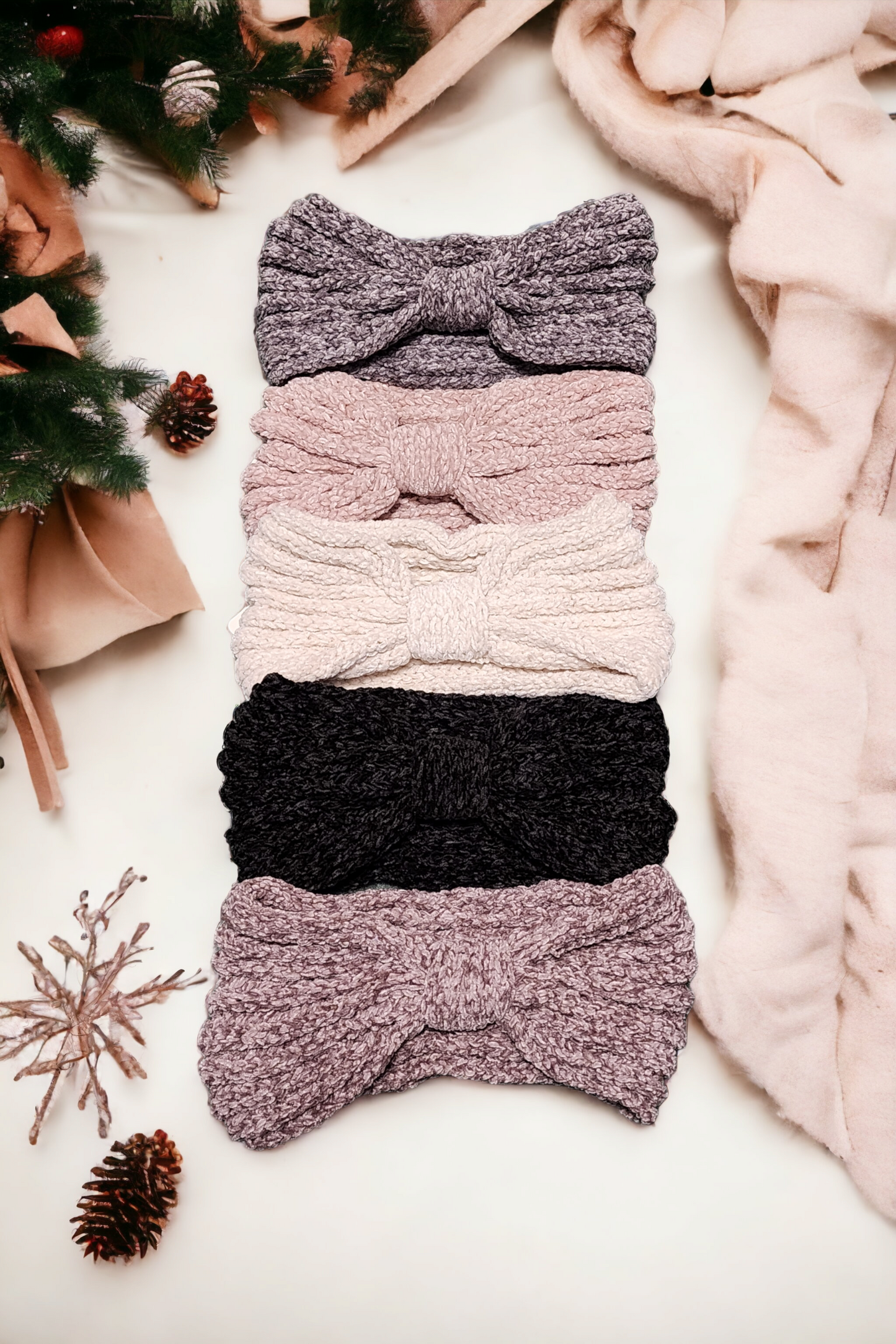 Solid Knit Winter Bow Headband