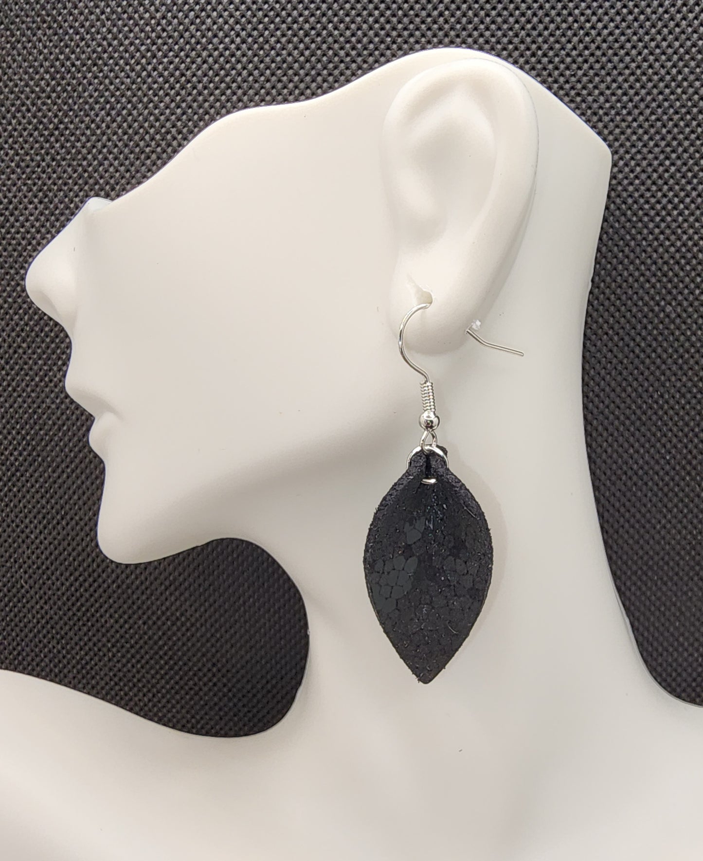 Black Digital Camo Mini Drop Leather Earrings